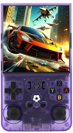 Tosuny Console di Gioco Portatile retrò, Giocatore di Videogiochi Portatile con Schermo IPS HD da 4 Pollici, Doppi Joystick 3D, Batteria da 4000 MAh, Emulatori Integrati in più, con (Purple chiaro)