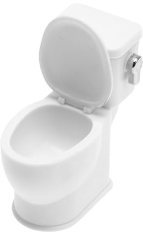 Kleines Toiletten-Puppenhaus – 3 x 5,5 x 6 cm Mini-Toilette, Spülgeräusch-Puppenmöbel, kleine Puppenhäuser-Dekoration, Sammlerstück, Spielzimmer-Spielzeug-Set, Miniatur-Badezimmer-Setup