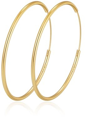 MOROTOLE Creolen Silber 925 für Damen 14 Karat Vergoldete Gold/Silber Endlos Creolenes Hypoallergene Große Ohrringe Gold Silber Creolen 30/40/50/60/70 mm