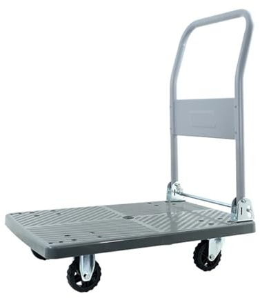 Carretilla de Mano Camión de Plataforma Plana, Herramienta transportadora, Carrito tracción, Remolque Plegable Empuje y Transpaleta Manual(Grey,Pequeño)