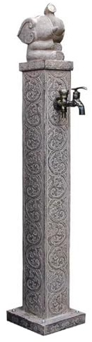 Zuiquity Fontana da Giardino Indipendente e Doppio Rubinetto in Ottone, Colonna Acqua Giardino Stabile e Antiribaltamento per Esterni, Patio, Cortile e Prato(Size:101cm/39in)