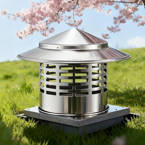 Cappello da Camino in Acciaio Inox 304, Comignolo Stufa a Pellet Antipioggia 5 6.3 7.5 11 20 cm, cappucci sfiato del Tetto con Rete, Terminale Canna Fumaria, Facile Da Installare(16cm)