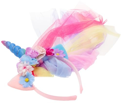ASAKKURA Einhorn Haarreifen mit Schleier für Mädchen Kopffreundlich und Rutschfest Party und Festtags Accessoire