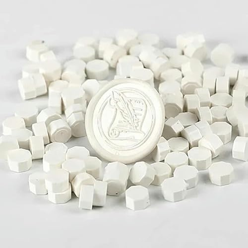 LuminaCreek 60 Stück/Packung Weiß Schwarz Siegelwachs Siegelperlen Bohnen Stempel for DIY Handwerk Hochzeit Geburtstag Party Einladung Antikes Siegelwachs(1)