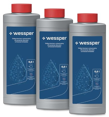 Wessper 3x Avkalkningsmedel för Kaffemaskiner 0,5L Universell Flytande Avkalkare för Kaffemaskiner, Vattenkokare & Strykjärn – Mot Kalkavlagringar och regelbunden avkalkning
