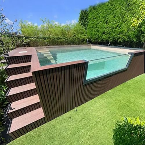Piscine fuori terra in fibra di vetro ad alta resistenza, design moderno del contenitore, flessibile e conveniente, costruite con una struttura in acciaio robusta e durevole.