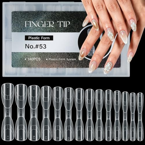 Kiiwah 140 Piezas Moldes de Uñas, Dual System Nail Molds 14 Tamaños Sistema de Formas para Extensión de Uñas, Polygel para Uñas Soft Gel Nail Tips para Salón y DIY