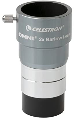 Celestron 93326 Omni Barlow Lens, Silver, 2 x 1.25 Inch