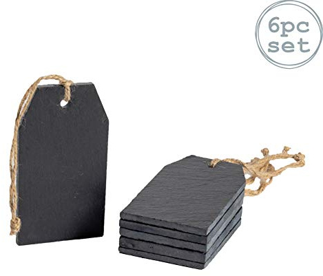 Number Natural Slate Blank Hanging Tag Signs - Pack of 6