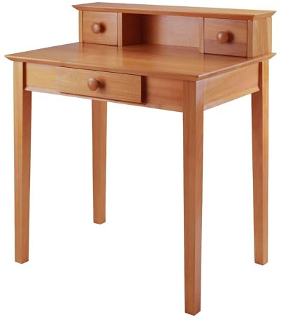 Winsome Studio Writing Desk with 3 Drawers, Honey
