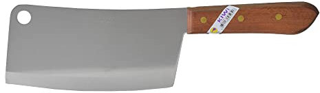 Kiwi Edelstahl Hackmesser 34,5cm Küchenmesser Messer Thailand Hackbeil, Silber, Holzfarbe, 8''