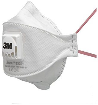 3M 9332+ Maschera monouso Aura con livello di protezione più alto FFP3 per il massimo, 5 pezzi