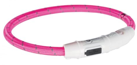 TRIXIE Leuchtring für Hunde XS-S, 35 cm, pink – Leuchtendes Hundehalsband, ideal für Spaziergänge im Dunkeln – Aufladbar und individuell einstellbar - 12706