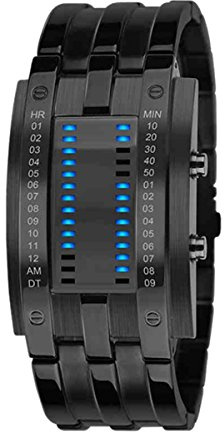 Orologio da polso da uomo, con luce a LED per la visualizzazione di data e ora, acciaio inox, antiurto, certificato secondo lo standard militare, alla moda, con circuito binario