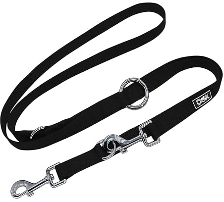 DDOXX Nylon Hundeleine - 2m, 3fach verstellbare Hundeleine für alle Hundegrößen - XS (Schwarz)