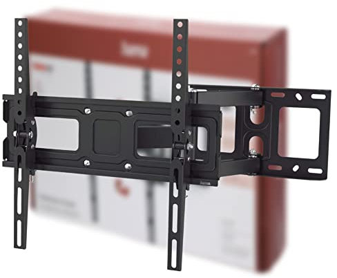 Hama TV Wandhalterung Schwenkbar, Neigbar (32 - 65 Zoll TV Halterung für Fernseher bis zu 35 kg, max. VESA 400x400, Ausziehbare Fernsehwandhalterung inkl. Fischer-Dübel & Bohrschablone) schwarz