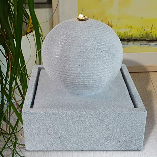 Fuente DE JARDÍN, Fuente Ornamental, Fuente DE Interior, Fuente Ampfore Venus Gris Claro con luz LED 230V Fuente Decorativa Exterior, Estanque de jardín, terraza, Estanque, balcón, Muy Decorativa