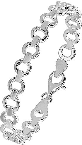 Vinani Pulsera de eslabones macizo, mate, brillante, 19 cm, plata de ley 925, Italia 2AOB