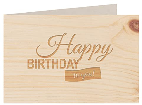 Holzgrußkarte - Happy Birthday - 100% handmade in Österreich - Postkarte, Geschenkkarte, Grußkarte, Klappkarte, Karte, Einladung, Glückwunschkarte Zirbe