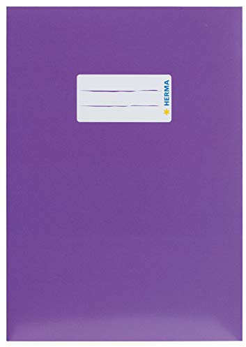 HERMA 19770 - Copertina per quaderni, formato A5, in cartone viola, con etichetta in carta robusta e extra resistente, copertina per quaderni scolastici, colorata