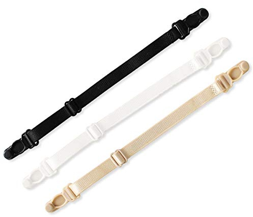 3 Stück BH Strap Holder, BH-Träger Halter Elastischer Anti-Rutsch-Riemenhalter, Schwarz, Beige, Weiß