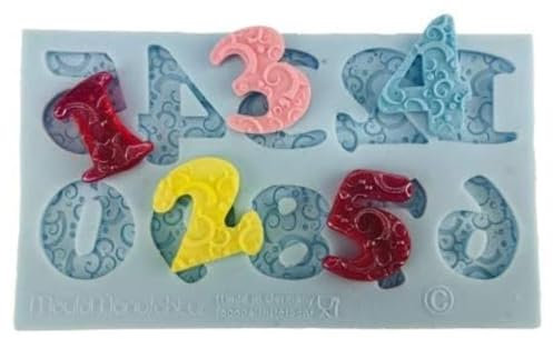 COXIMUS Silikonform Zahlen romantic swirl | hochwertige Silikonform für Fondant und Flowerpaste | schnell & einfach zum Reindrücken | Made in Germany