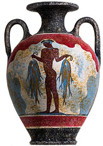 Jarrón De Cerámica Hecho A Mano De Pescador De Ánfora Minoica Griega Antigua Grande