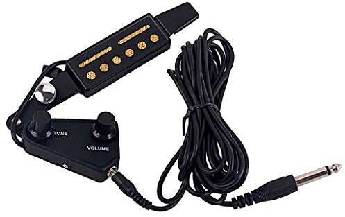 Alnicov Professional Sound Hole Pickup akustisk elektrisk omvandlare för akustisk gitarr magnetisk förförstärkare med ljud- och volymkontroll, kabellängd 4 m