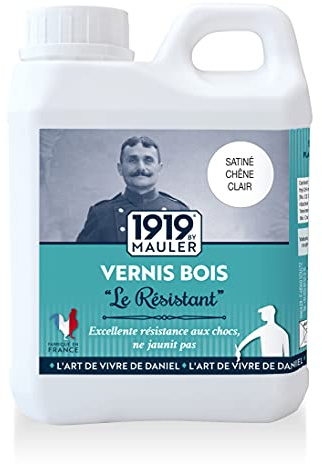 MAULER - Vernis Bois Meuble & Boiserie - Le Résistant Chêne Clair 1L | Protection tache et rayure - Faible Odeur - Teinte Fidèle au Bois Naturel - Manufacture Mauler depuis 1919