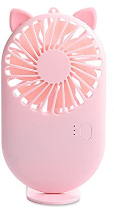 ventilador pequeño,Ventilador de mano soporte de cuello colgante portátil mini ventilador, bolsillo de carga usb fan-1 generación gato rosa