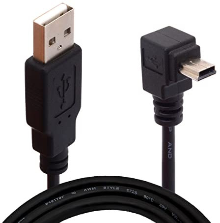 USB 2.0 A Stecker auf abgewinkeltes Mini-Kabel, 90 Grad rechtwinkliges Mini-5P-Datensynchronisations-Ladekabel für Garmin Dash Cam Auto GPS Navigator DVR Digitalkamera 1,5 m /5 Ft (Down)
