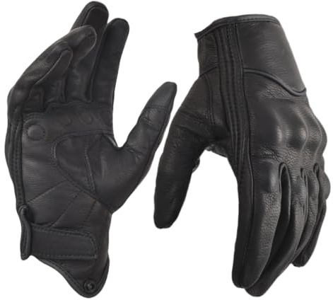 sibewora Men's Full Finger Goatskin Leather Gloves Touchscreen Windproof for Low-Speed Urban Riding Driving (XXL)