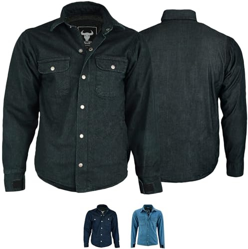 BULLDT Motorradhemd Jeanshemd Motorradjacke herren Futter aus kevlar aramid mit geprüfte Protektoren rutsch brandfest motorrad biker hemd denim