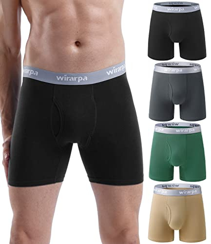 wirarpa Calzoncillos Hombre Boxer Algodon Ropa Interior Cómoda para Hombres Sin Etiquetas Abrir La Mosca Pack de 4