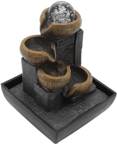 Jeanoko Water Fountain, Desktop Fountain Ornament Tabletop Flowing Water Ornament Resin Crafts with Colorful Lamp Bead Calming Relaxion Waterfall Fountain for Home Office Desktop(#2)