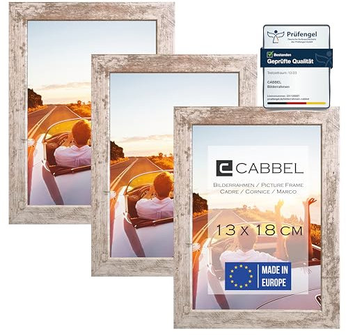 CABBEL set di 3 cornici 13x18 in legno MDF con vetro acrilico infrangibile in betulla