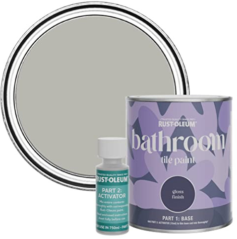 Rust-Oleum Peinture Grise Résistante à l'eau pour Carrelage de Salle de Bain, Finition Brillante - Grey Tree 750ml