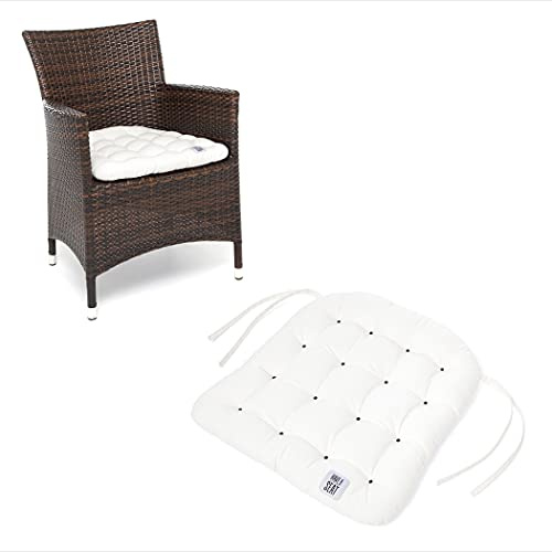 HAVE A SEAT Living - Stuhlkissen 48x46 cm (2 St.) - Rattanstuhl Sitzkissen Outdoor - Wetterfest, Waschbar bis 95°C, Orthopädisch - Made in Germany (2er Set - 48x46 cm, Weiß)