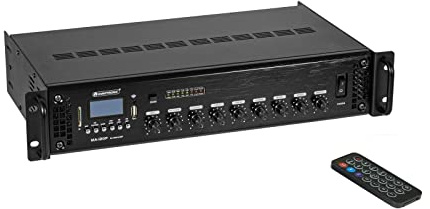 OMNITRONIC MA-120P ELA-Mischverstärker | ELA-Mono-Mischverstärker mit MP3-Player und IR-Fernbedienung, Bluetooth, 120 Watt