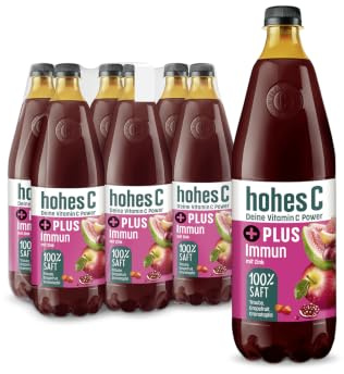hohes C PLUS Immun (6 x 1l), 100% Saft, Traube, Granatapfel, Grapefruit, Vitamin C, PLUS an Zink, ohne Zuckerzusatz, vegan