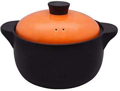NMNMNM Tapa de Doble asa Sopera de cerámica Pura Sopera con Fuego Abierto Cazuela de cerámica Redonda Negra Plato/Olla de Barro/Olla de Barro/Utensilios de Cocina de cerámica con Tapa Resiste