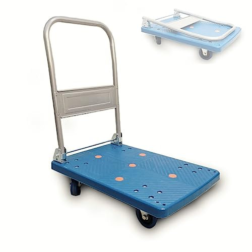 Carrello Portapacchi Pieghevole Carrello a Piattaforma con rotelle girevoli Carico Max 250 Kg Pianale da Trasporto
