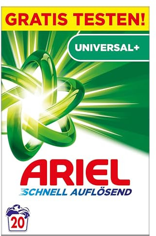 Ariel Schnell Auflösendes Pulverwaschmittel Universal+ 1.2 kg, 20 Waschladungen, Ausgezeichnete Fleckenentfernung