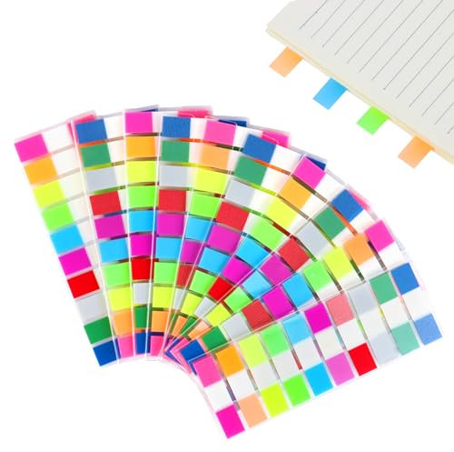 VMUTGA 2000 Stück Haftnotizen Tabs, 10 Farben Haftstreifen Transparente Klebezettel Klein Index Tabs Pagemarker Selbstklebend Schreibbar Sticky Notes Haftmarker für Seitenmarkierung Büro Schulbedarf