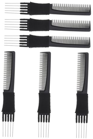 FRCOLOR 6piezas Peine De Multifunción Acero Inoxidable Para Peluquería Accesorios Para Corte y Peinados Profesionales Para Cabello Natural y Grueso