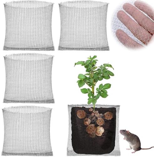 WüHlmauskorb Wurzelschutz 4stk Pflanzenwurzelschutz Edelstahl Wiederverwendbares 45x40cm Sicher Wühlmausschutz Rostbeständig der Korrosions für Schutz der Wurzeln von Bäumen Blumen Gemüse