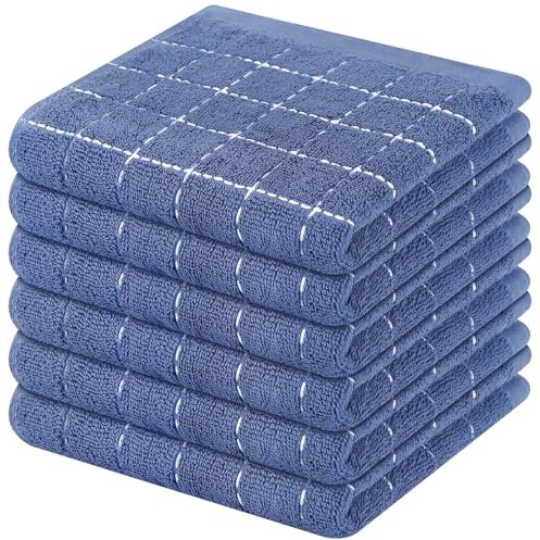 Mordimy Paños de Cocina 100% algodón, Suaves y absorbentes, a Cuadros, de Secado rápido, 6 Unidades, 30,48 x 30,48 cm, Color Azul Marino