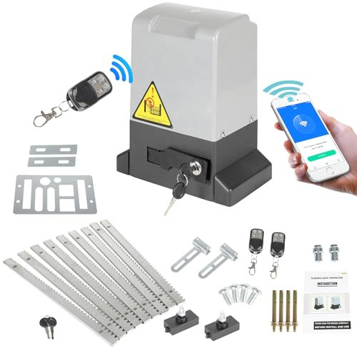 Yakimz 550W Schiebetorantrieb Elektrischer, Bluetooth-Steuerung Toröffner garagentorantrieb bis 1200 kg, 12M Schiebetor Hoftorantrieb, mit 2 Fernbedienung