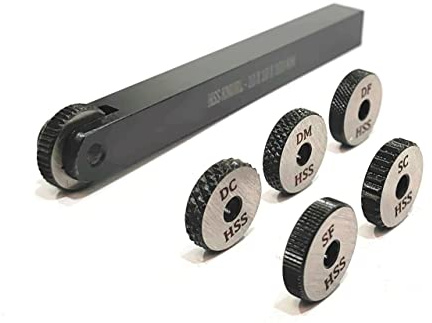 Buyohlic Single wheel knurling tool holder with 5 spare HSS knurls ((10 x 10 x 100 mm))
