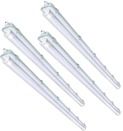 Jopassy 4er Pack LED Feuchtraumleuchte 120 cm 4500K Neutralweiß 18W 1800lm IP65 Wasserfest T8 Wannenleuchte Kellerleuchte Feuchtraum für Garage Keller Bad Büro Warenhaus